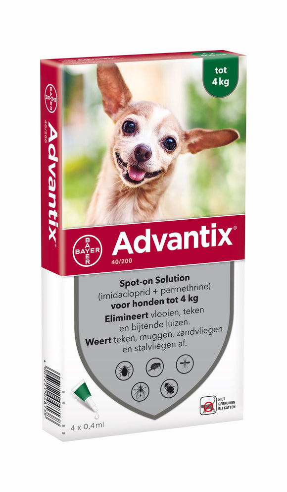 Advantix voor honden tot 4 kg. 4 pipetten